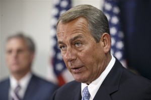 El presidente de la Cámara de Representantes John Boehner se reunió hoy con los legisladores republicanos. Foto: AP