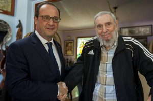 El presidente de Francia, Francois Hollande, sostuvieron un encuentro con el ex presidente cubano Fidel Castro. Foto: Notimex