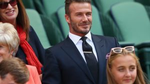 LONDON, ENGLAND - JULY 09:  David Beckham and Mother, Sandra Georgina West attend day ten of the Wimbledon Lawn Tennis Championships at the All England Lawn Tennis and Croquet Club on July 9, 2015 in London, England.  (Photo by Clive Brunskill/Getty Images)