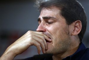 Casillas durante un momento de la conferencia de prensa en que anunció su salida del real Madrid. Foto: AP