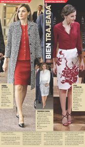 Letizia optó por un look de dos piezas de Nina Ricci, así como por blusa como la pencil skirt en blanco con motivos florales son del diseñador español Felipe Varela. Foto: Agencia Reforma