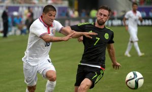 during the second half of a friendly soccer match in Orlando, Fla., Saturday, June 27, 2015. The teams tied 2-2. (AP Photo/Phelan M. Ebenhack)