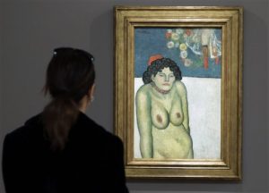 la pintura "La Gommeuse”, obra realizada en 1901 durante el Período Azul del pintor español Pablo Picasso. Foto: AP