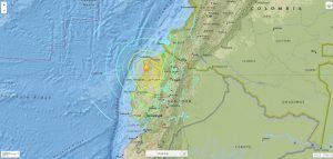 60416219. Dallas, 16 Abr 2016 (Notimex-Cortesía USGS).- El fuerte sismo que se registró esta tarde-noche en Ecuador tuvo una intensidad de 7.8 grados Richter, informó el Servicio Geológico de Estados Unidos (USGS). NOTIMEX/IMAGEN/SERVICIO GEOLÓGICO DE ESTADOS UNIDOS (USGS)/COR/DIS/